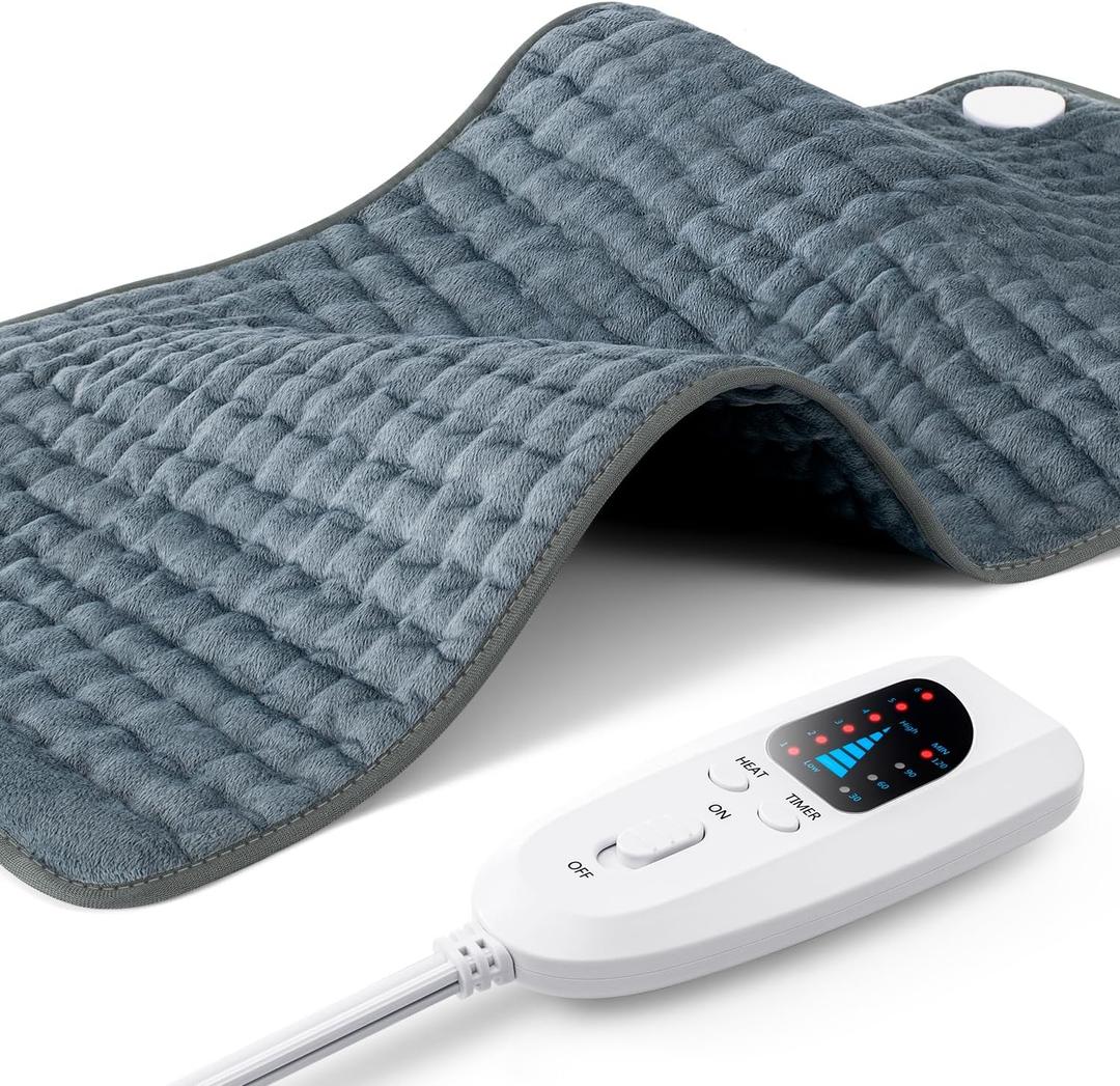 17"x33" Heating Pad XXXL for Back Pain Relief, Heated Pad for Neck/Shoulders/Legs/Knees/Feet/Cramps, Heat Pads for Women, Birthday Mothers Day Gifts for Mom Wife Grandma Her, 6 Heat Settings, Auto-Off (Gray)