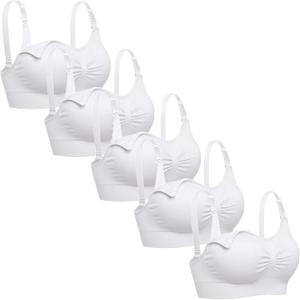 Lataly Womens Seamless Nursing Bra Sleeping Maternity Bralette for Breastfeeding Pack of 3 (5p White)
