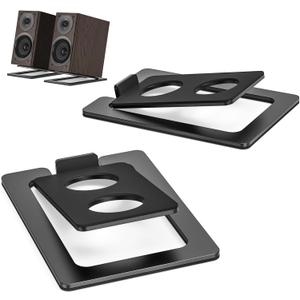 Metal Desktop Speaker Stands Pair, 15 Tilted Steel Tabletop Bookshelf Speaker Wedge with Damping Foam Pads for Small Medium Speakers, Suitable for PC, Gaming, and Studio