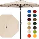 Garvee 9 ft Outdoor Patio Umbrella 8 Sturdy Ribs Outdoor Table Umbrella with Crank Lift & Push Button Tilt - UV Protection Waterproof Market Umbrellas for Pool, Deck, Yard, Garden, Light Beige