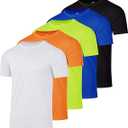 Real Essentials 5 Pack: Men’s Short Sleeve Dry Fit Active Crew Neck T Shirt - Athletic Running Gym Workout Tee Tops, Size 2 XL