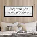 TQianJiang Christian Wall Decor Give It To God And Go To Sleep Sign Wall Decor 32"12" Spiritual Quote Plaque for Master Bedroom Above Over Bed Rustic Religious Home Wood Framed Hanging Art (Black)