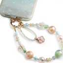 Phone Charm for Women, Anti-Theft Phone Wrist Strap Hands-Free & Beaded Chain, Detachable Cell Phone Lanyard with Tether Tab