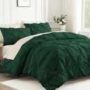 Andency Dark Green Oversized King Comforter Set (120x98Inch), 3 Pieces Lightweight Pinch Pleat Cal King Bedding Comforters & Sets, Oversized Pintuck Soft Fluffy Alternative Bed Set for All Season