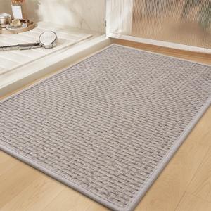 RESARE Non Slip Bath Mat - Machine Washable Bathroom Rug, Super Absorbent, Quick Dry, Ultra Soft, 17"x24", Light Grey