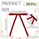 2 x 30 Pcs Christmas Velvet Bows Twist Tie Bows for Christmas Tree Rustic Crafts Gift Bows Vintage Velvet Ribbon Bows for Xmas Home Outdoor Indoor (Burgundy)