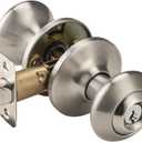 Brushed Nickel Door Knobs Interior, Keyed Entry Door Knob Exterior, Vintage Door Knob with Lock (1)