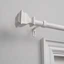 EXCLUSIVE HOME Napoleon 1" Curtain Rod and Coordinating Finial Set, Distressed White, Adjustable 36"-72" 