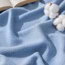 Bedsure GentleSoft 100% Cotton Blanket Queen Size for Bed - Breathable and Lightweight, Soft Cozy Textured Herringbone Woven Blanket for Summer, Ashley Blue, 90x90 inches
