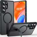 TOCOL Magnetic for Samsung Galaxy S25 Ultra Case, Kickstand with Upgraded Full Camera Protection, Compatible with Magsafe, Drop Protection Slime Cover for Samsung Galaxy S25 Ultra 6.9-Inch (Black)