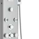 Shower Panel Shower Tower LED Rainfall Waterfall Showerhead Full Body ShowerSystem with 4 Adjust-angle Body Jets Stainless Steel Shower Panels, Brushed Nickel