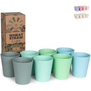 Grow Forward Premium Plastic Kids Cups - 13 oz Unbreakable Wheat Straw Cups for Kids - Non Toxic BPA Free Drinking Glasses for Water, Smoothie - Small Dishwasher Safe Kitchen Tumblers - Rainforest