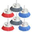FPPO 6Pcs 3 Inch Assorted Cup Brushes Abrasive Wire Nylon Cup Brush for Drill,Grit 80 120 320 with 1/4" Shank (6)