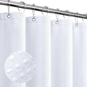 White Cloth-Textured Shower Curtain, Hotel Style, 72 X 72