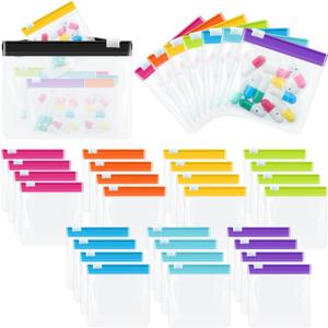 Sherr 29 Pcs Zippered Pill Pouch Bags Reusable Pill Pouch Set Clear Plastic Medicine Bag Resealable Travel Medicine Organizer Travel Storage with Slide Lock for Small Items