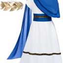 TOGROP Greek Toga Costume for Kids Ancient Greece Mythos Philosopher Rome Nobility Cosplay (Kid(8-12 Years), Blue)