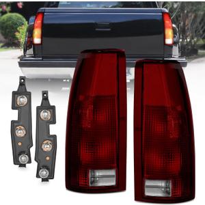 Nilight Taillight Assembly Compatible with 1988 1989 1990 1991 1992 1993 1994 1995 1996 1997 1998 1999 Chevy GMC C/K Suburban Blazer Tahoe Yukon 2000 Cadillac Escalade Silverado Sierra Pair Dark Red (Dark Red-Pair of Driver and Passenger Side)