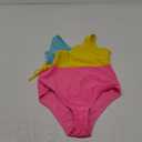 YOUNGER TREE Toddler Girl One Piece Swimsuit Color Block Stripe Swimwear Summer Beach Bathing Suit 12M-5T (9-10 Years, Bright Yellow Candy Color Block)