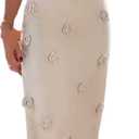 LOUSEA Women's 3D Floral Crochet Maxi Dress Spaghetti Strap Tie Waist Backless Bodycon Knit Beach Long Dress with Floral Applique for Summer Vacation Party Outfits (LS-1003-Apricot,S)