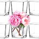 Set of 6 Square Glass Vases 5" x5" x 5", Clear Flower Vases for Centerpieces, Candle Holder for Wedding Party Events, Home Dcor