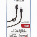 Zgear 10-Foot Braided Sync And Charge Cable 