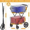 2-Tier Collapsible Shopping Cart for Groceries, 400Lbs Heavy Duty Grocery Cart with 2 Removable Storage Baskets, 360 Rolling Swivel Wheels, Waterproof Liner, Large Utility Carts for Transport Gift