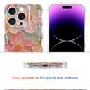 Jusy Case for iPhone 11 Pro Max, Colorful Retro Oil Painting Printed Flower Laser Blue Glossy Pattern Cute Curly Wave Phone Case Soft TPU Cover for Girly Women -Green (Green Without Bracelet)