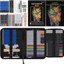 Prina 76 Pack Drawing Set Sketching Kit, Pro Art Supplies with 3-Color Sketchbook, Includes Tutorial, Colored, Graphite, Charcoal, Watercolor & Metallic Pencil, for Artists, Adults, Teens, Beginner