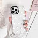 NITITOP Compatible with iPhone 16 Pro Max Case Cute Clear for Women Girls White Love Heart Pattern Ultra Slim with Bumper Protector Soft TPU Anti-Yellow Protective Cover - White Heart