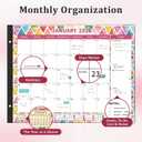 Ospelelf Desk Calendar 2026-2027 Large 22"x17" Monthly Family Planner Pad with Protective Cover 18 Months January 2026 - June 2027 Geometry