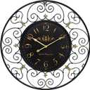24 Inch Vintage Iron Metal Wall Clock, French Elegant Retro Decor, Large Farmhouse Wall Clock, Silent Battery Operated Wall Clocks for Living Room Kitchen Bedroom