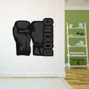 Wall Decal Boxing Cute Health Wall Sticker Word Boxing Lettering with Cute Boxing Gloves Removable - Size: 30 in(W) x 27 in(H) (Black)