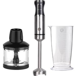 MasterChef Immersion Blender Handheld, Stainless Steel Hand Held Blending Stick Emulsifier with Chopper Attachment and Measuring Jug, Puree Blender for Making Baby Food, Soup, Sauces etc, 400W
