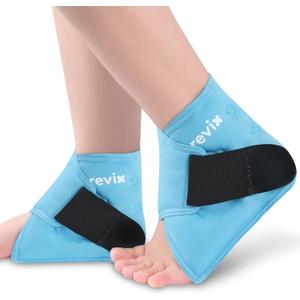 REVIX Ankle Ice Pack Wrap  Reusable Gel Cold Compression for Foot Discomfort, Ice Wrap for Feet Swelling and Recovery, Plantar Fasciitis, Achilles Tendonitis, and Sprained Ankles, 2 Packs