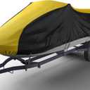 Seal Skin Covers Heavy Duty Jet Ski Cover, Waterproof Marine Grade PWC Cover with UV Protection, Snug Fit for 3-Seater, Compatible with Yamaha, Sea-Doo (Fits 136"-145") (Yellow & Black)