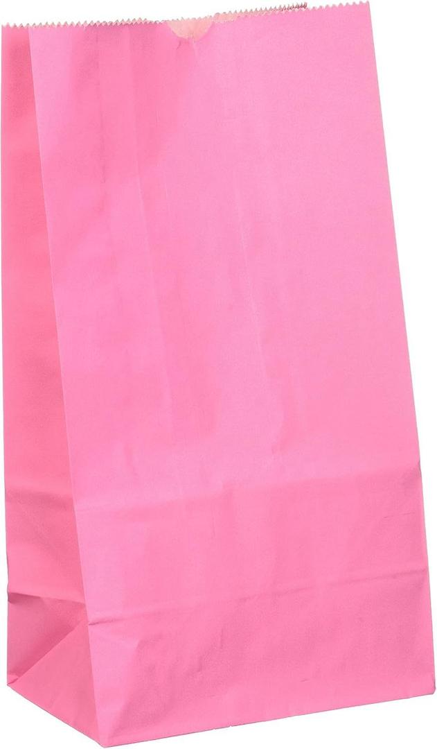 Perfect Stix Paper Party Favor Bags, 5x3x9 inches, Pink, 100 Pack