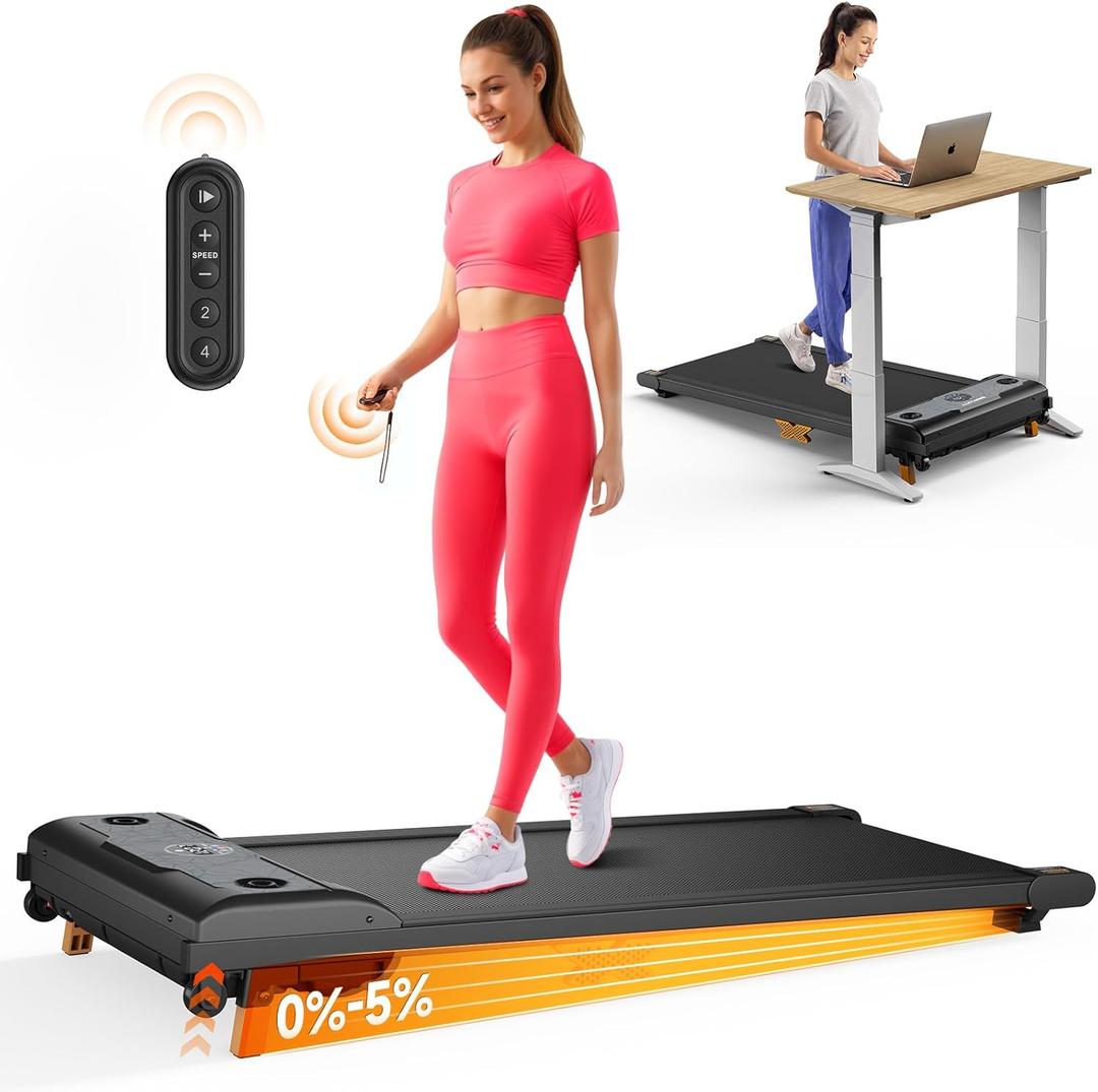 TINEF Under Desk Treadmill for Home and Office, Incline Walking Pad for Aerobic Exercise at Home, 4 in 1 Portable Treadmill for Walking, Jogging, Running and Climbing, 265 LBS Capacity, Gray
