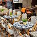 Blue Botanical Round Tablecloth  Fitted Circle Table Cover with Elastic Edge, Waterproof & Washable Polyester Table Cloth for 55" to 66" Indoor/Outdoor Tables (Indigo Garden Berries)