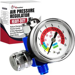 LE LEMATEC Air Compressor Regulator Valve with Pressure Gauge, for Precise Control in Air/Pneumatic Tool Applications, Spray Painting, Tire Inflation and More,  NPT, 0-150 PSI (AR-01)