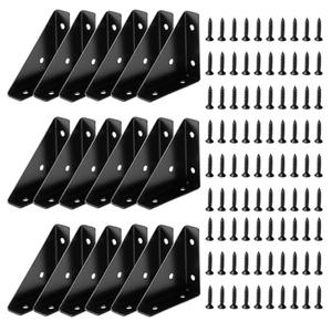 Corner Brace Brackets,18Pcs 66mm x 66mm Corner Braces for Wood, Metal Corner Brackets, Triangle Shelf Bracket, Black Angle Bracket, Corner Desk Connector for Bed, Table, Cabinet