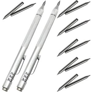 NEPAK 2 Pack Tungsten Carbide Scriber with Magnet,with Extra 12 Replacement Marking Tip,Etching Engraving Pen for Glass/Ceramics/Metal Sheet