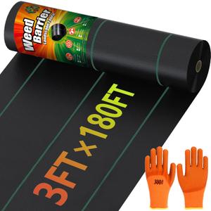 3ft x 180ft Weed Barrier Landscape Fabric Heavy Duty, 3.2oz Premium Woven Geotextile Fabric, Weed Control Mat for Gardening, Underlayment
