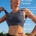 RUNNING GIRL Sports Bras for Women High Support,Seamless Ribbed Longline High Neck Sports Bra Racerback Padded Crop Top Yoga (L)