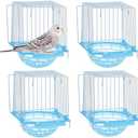 4 Pack Bird Hatching Nest Canary Cage Breeding Nest Parrot Shelter Bowl Pearl breeding Box with Barbed Wire Partition (Missing 2)