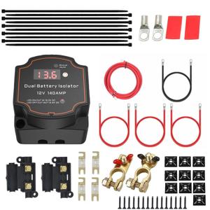 12V 140Amp Smart Dual Battery Isolator Kit with LED Screen,VSR-Voltage Sensitive Relay Kit for Truck,SUV,RV,ATV,UTV,Boat, sku6197-dual-set