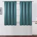 LEMOMO Sea Teal Blackout Curtains/42 x 45 Inch/Set of 2 Panels Rod Pocket Room Darkening Curtains for Bedroom