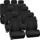 FH Group Perforated Leatherette Three Row Set 7 Seater Car Seat Covers, Airbag Compatible and Split Ready- Universal Fit for Cars, Trucks & SUVs (Black)