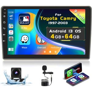 [4G+64G] Inefala for Toyota Camry 1997-2003 Android Car Radio Stereo with Wireless Carplay Android Auto, 9 Inch Touchscreen Dash Kit with WiFi GPS BT5.0 FM/RDS 32EQ SWC Backup Camera MIC