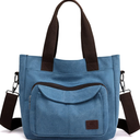 Sunshinejing Women's Canvas Tote Purse Shoulder Crossbody Bag Small Handbag Multi-pocket Top Handle Work Bags