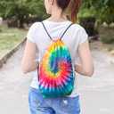 Saintrygo 6 Pcs Tie Dye Cotton Drawstring Bags Sublimation Blank Backpack White Canvas Bags Kid DIY Items for Party Favors (Beige)